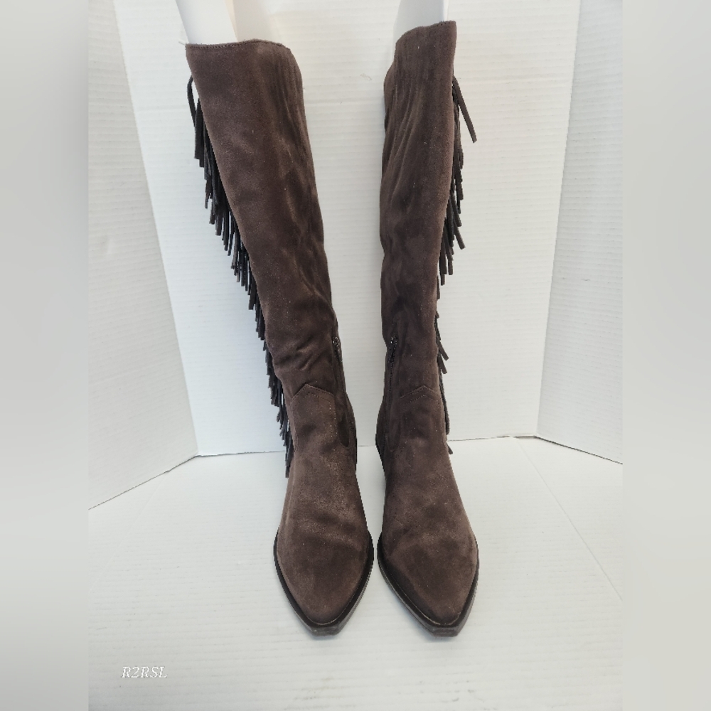 Universal Thread Patsy Fringe Boots Brown Womens 8 - image 5